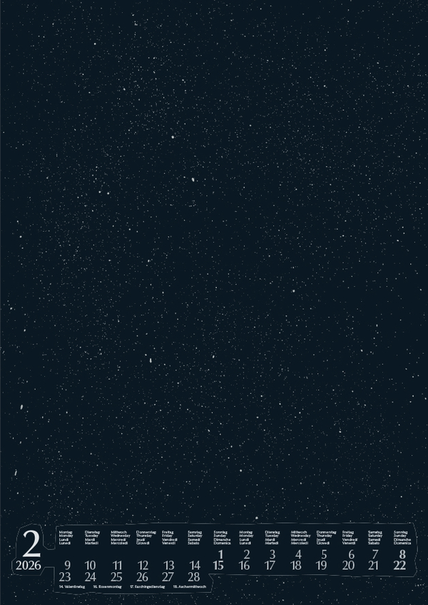 Foto-Malen-Basteln A4 silber gestanzt mit Folienpr&auml;gung 2026, Innenansicht #2