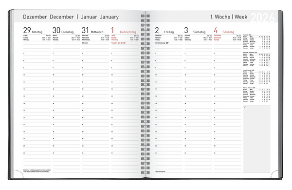 Buchkalender Manager-Timer Einlage 2026, Innenansicht #1