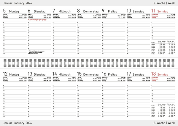 Tischquerkalender Classic Colourlux schwarz 2026, Innenansicht #1