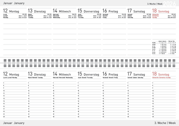 Tischkalender quer Professional Colourlux 2026 blau, Innenansicht #1
