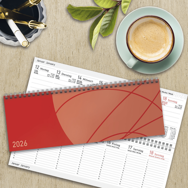 Tischkalender quer Professional Colourlux 2026 rot, Innenansicht #16