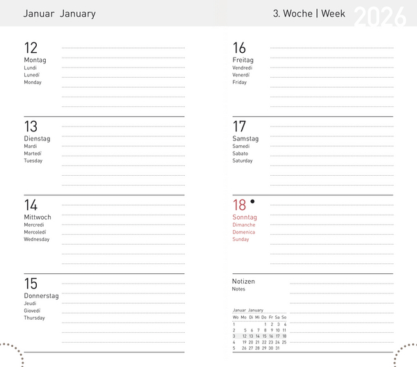 Taschenkalender Modus XL geheftet PVC burgund 2026, Innenansicht #1