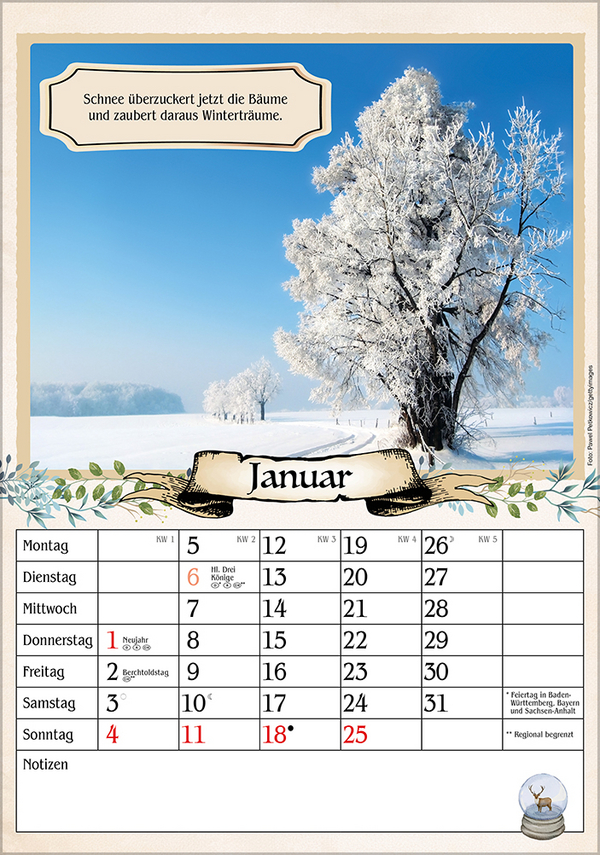 Kalender für Rentner 2026, Innenansicht #1