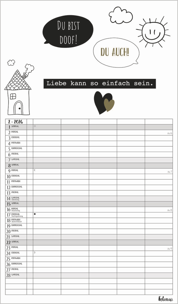 Visual Words Familienplaner 2026, Innenansicht #2