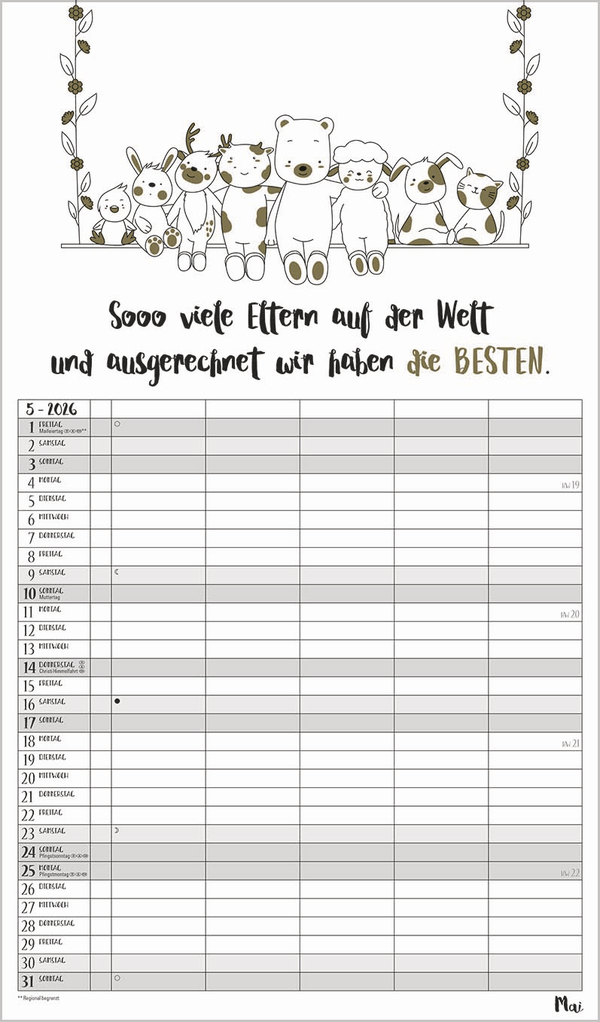 Visual Words Familienplaner 2026, Innenansicht #5