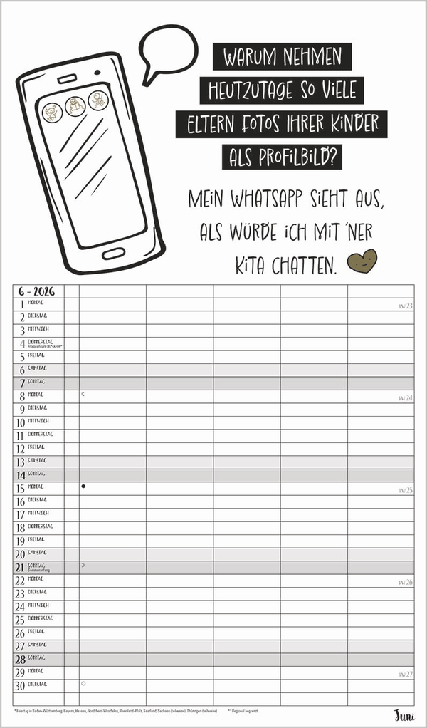 Visual Words Familienplaner 2026, Innenansicht #6