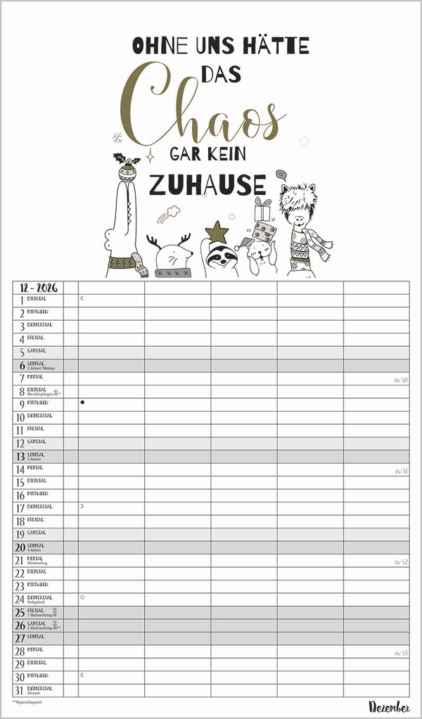 Visual Words Familienplaner 2026, Innenansicht #12