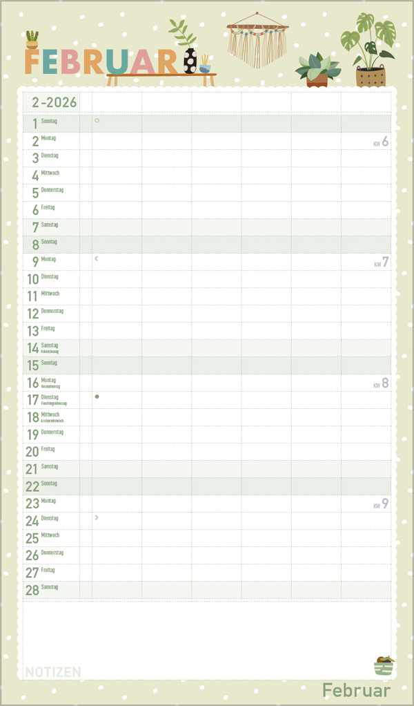 Familienplaner Happy Plants 2026, Innenansicht #2