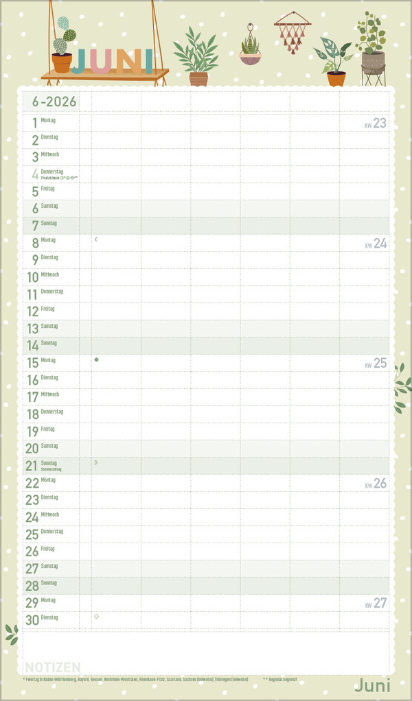 Familienplaner Happy Plants 2026, Innenansicht #6