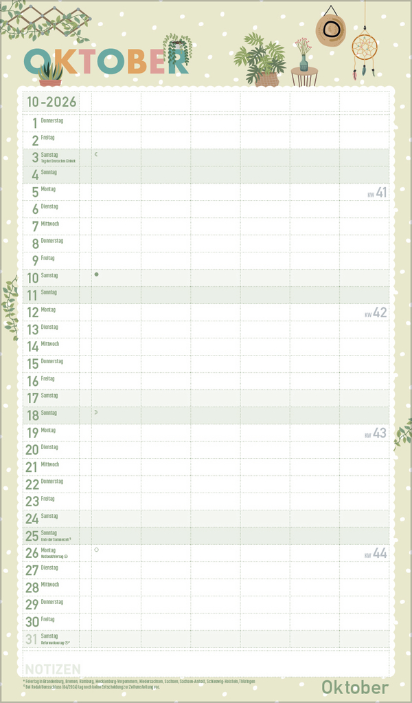 Familienplaner Happy Plants 2026, Innenansicht #10