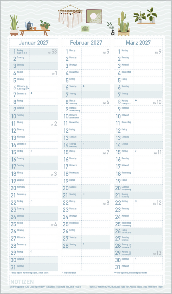 Familienplaner Happy Plants 2026, Innenansicht #13