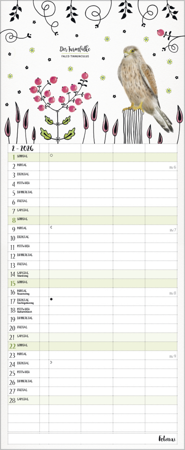 Familienplaner Pretty Birds 2026, Innenansicht #2