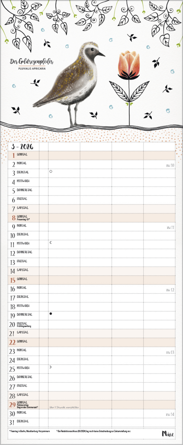 Familienplaner Pretty Birds 2026, Innenansicht #3