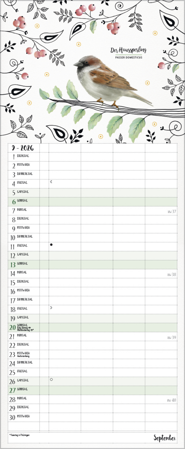 Familienplaner Pretty Birds 2026, Innenansicht #9