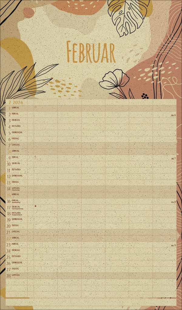 Familienplaner Art of Nature aus Graspapier 2026, Innenansicht #2