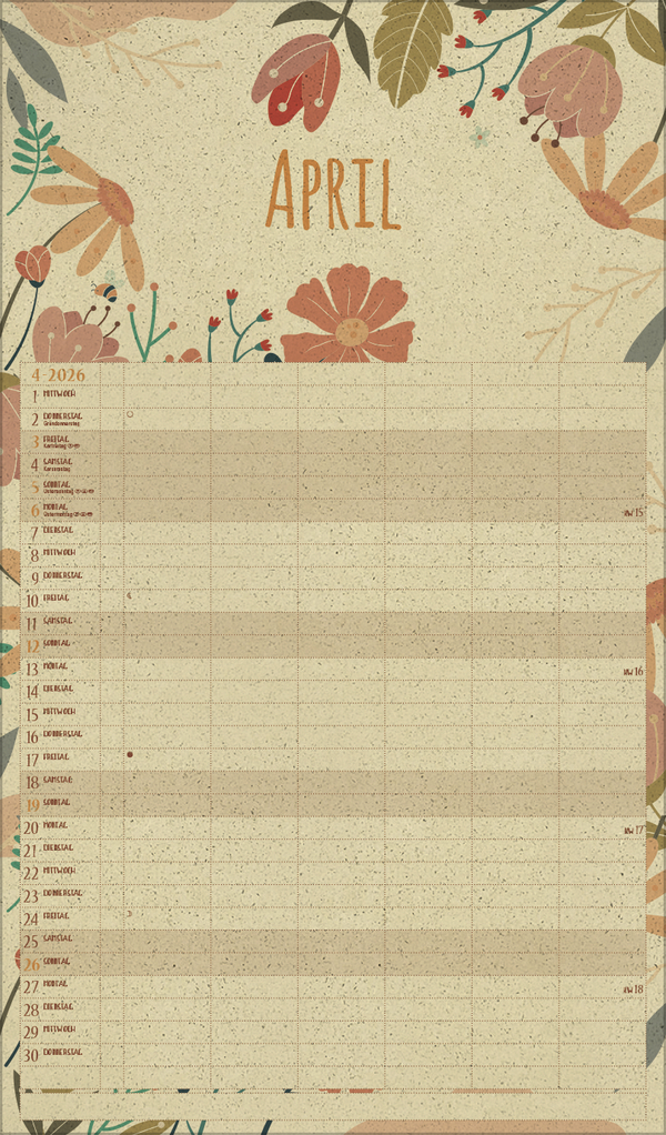 Familienplaner Art of Nature aus Graspapier 2026, Innenansicht #4