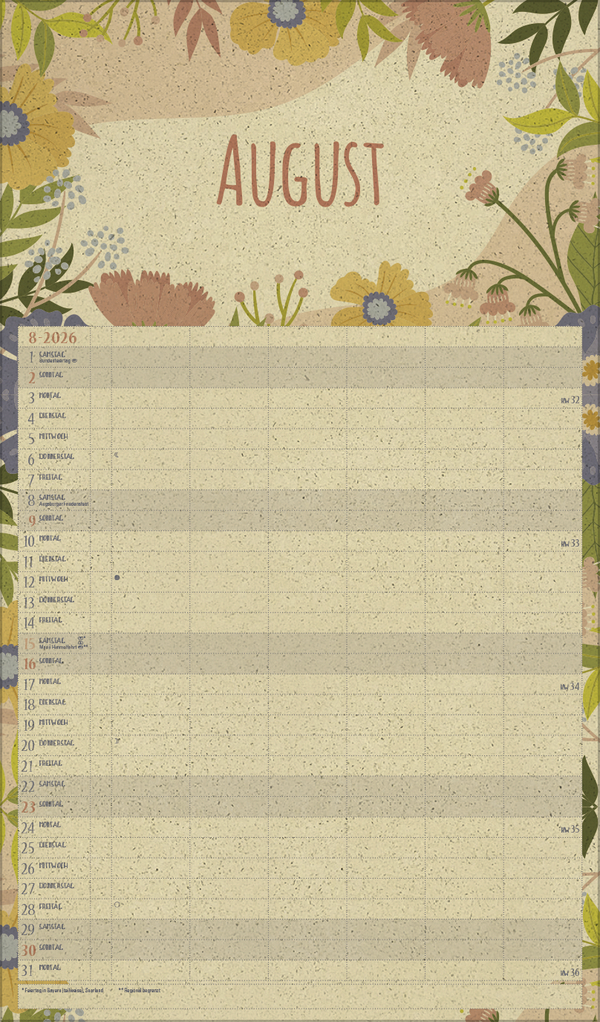 Familienplaner Art of Nature aus Graspapier 2026, Innenansicht #8