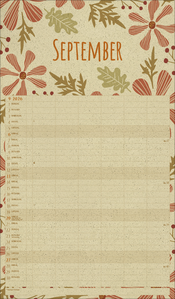 Familienplaner Art of Nature aus Graspapier 2026, Innenansicht #9