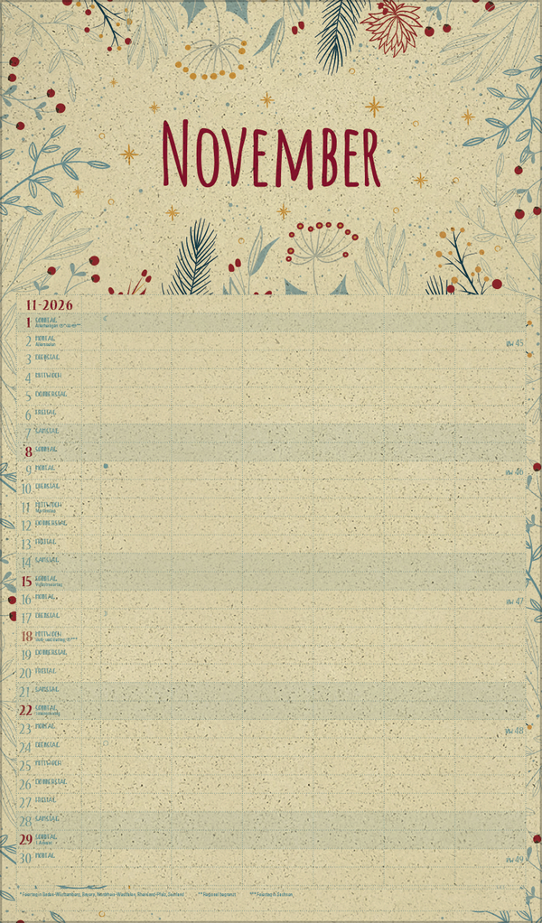 Familienplaner Art of Nature aus Graspapier 2026, Innenansicht #11