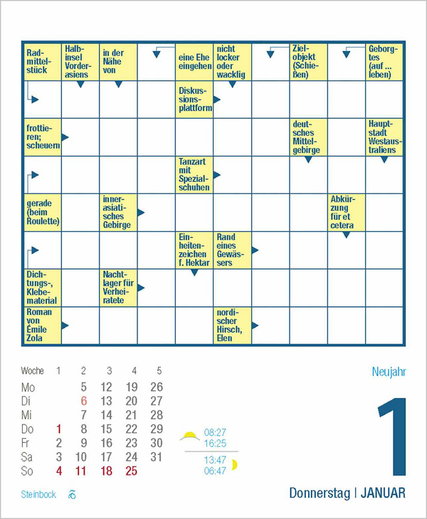 Kreuzworträtsel 2026, Innenansicht #1