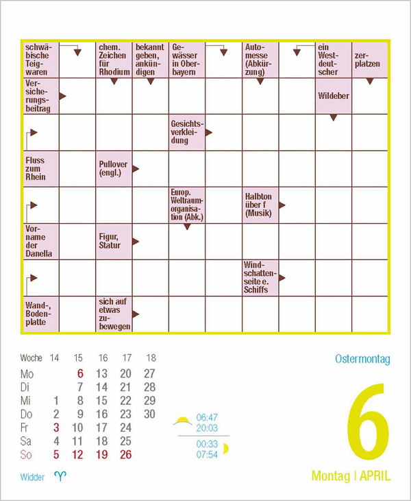 Kreuzworträtsel 2026, Innenansicht #6