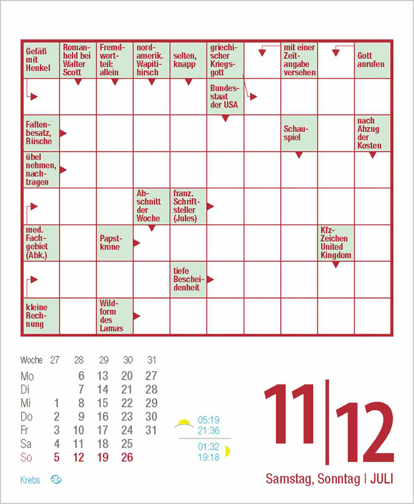 Kreuzworträtsel 2026, Innenansicht #10
