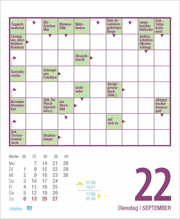 Kreuzworträtsel 2026, Innenansicht #12