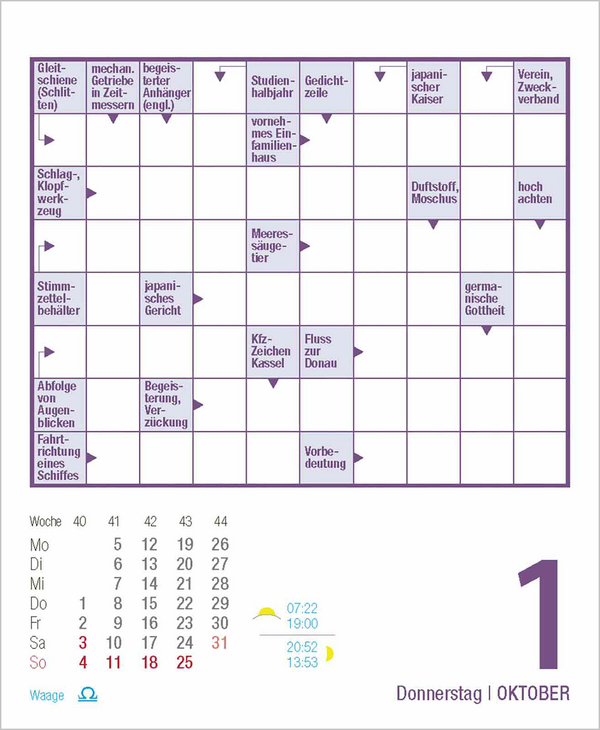 Kreuzworträtsel 2026, Innenansicht #13