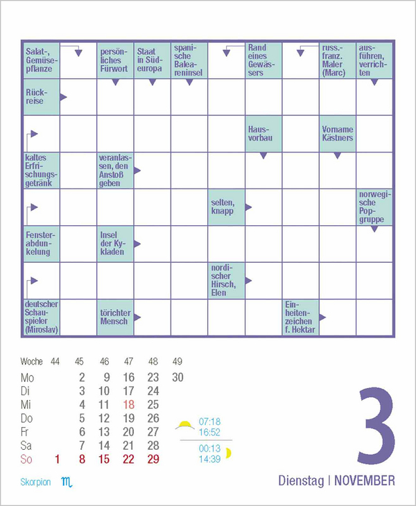 Kreuzworträtsel 2026, Innenansicht #14