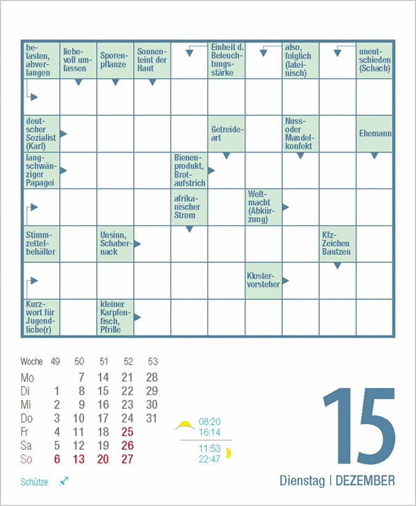 Kreuzworträtsel 2026, Innenansicht #15