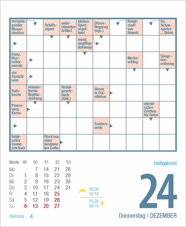 Kreuzworträtsel 2026, Innenansicht #16