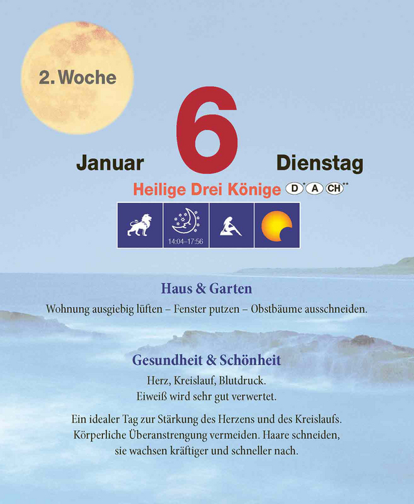 Mond Abreißkalender 2026, Innenansicht #1