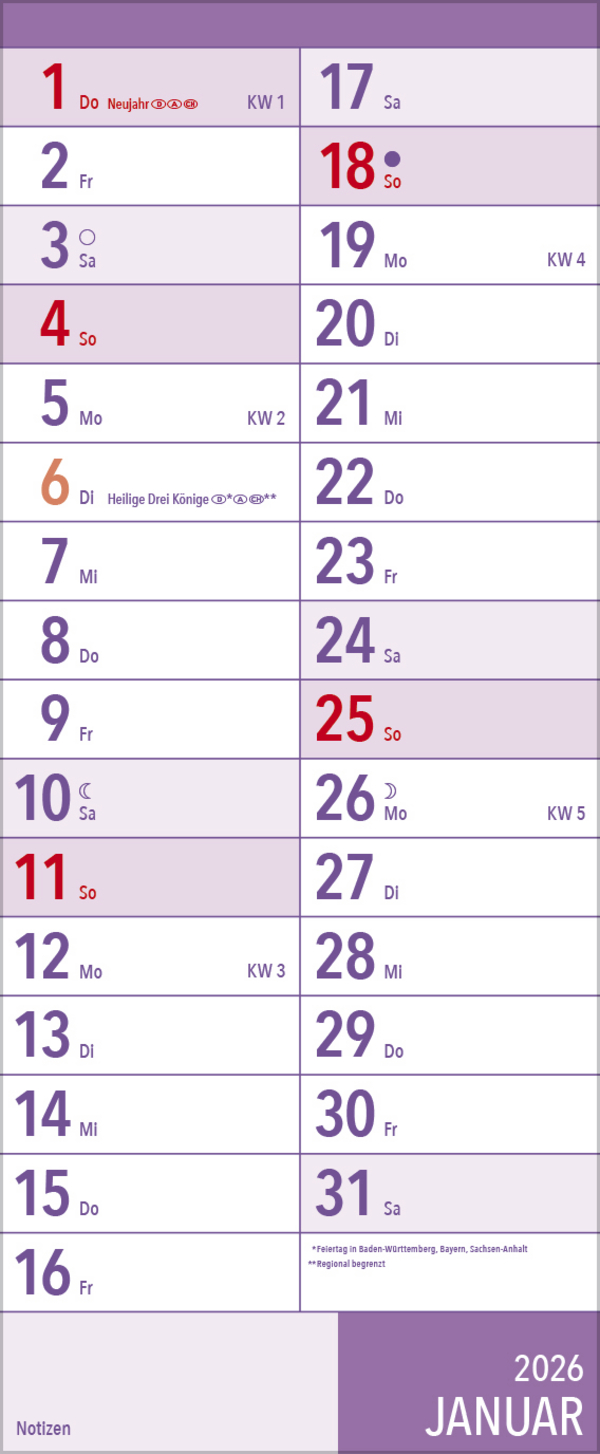XL Planer Gro&szlig;druck 2026, Innenansicht #1