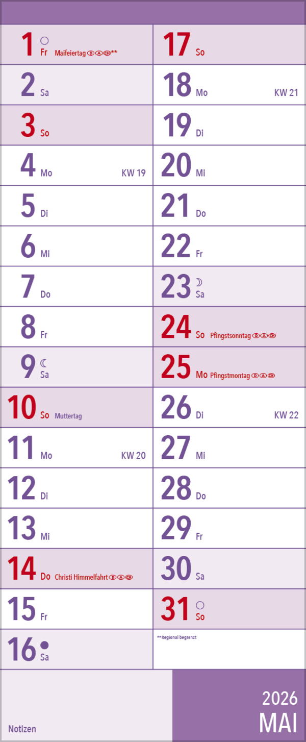 XL Planer Gro&szlig;druck 2026, Innenansicht #5