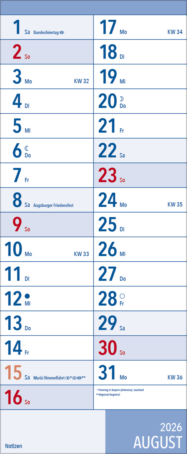 XL Planer Gro&szlig;druck 2026, Innenansicht #8
