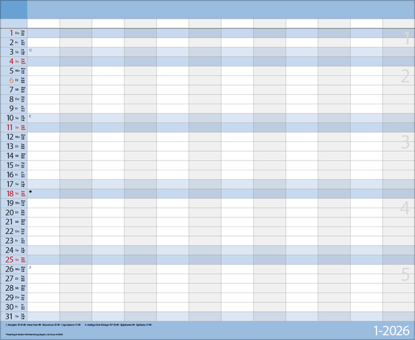 Teamplaner 2026, Innenansicht #1