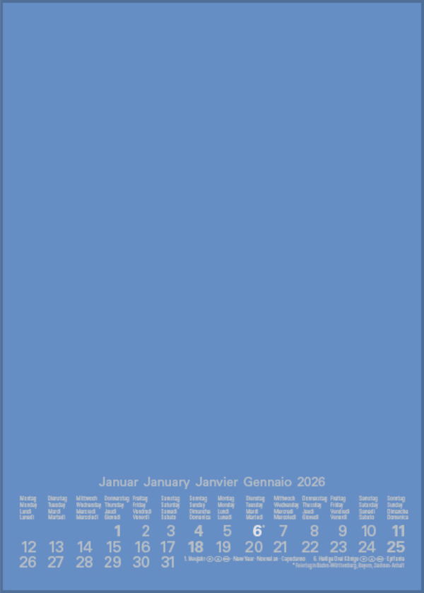 Foto-Malen-Basteln Bastelkalender A5 blau 2026, Innenansicht #1