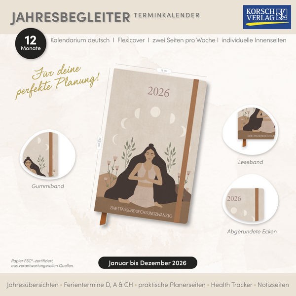 Terminkalender Jahresbegleiter Yoga 2026, Innenansicht #16
