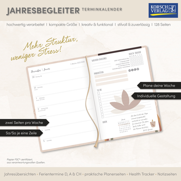 Terminkalender Jahresbegleiter Yoga 2026, Innenansicht #17