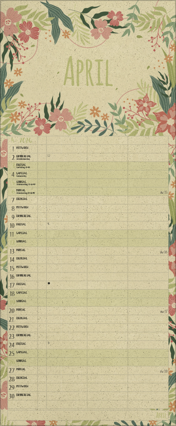 Natural Art Timer f&uuml;r 2 Graspapier 2026, Innenansicht #4