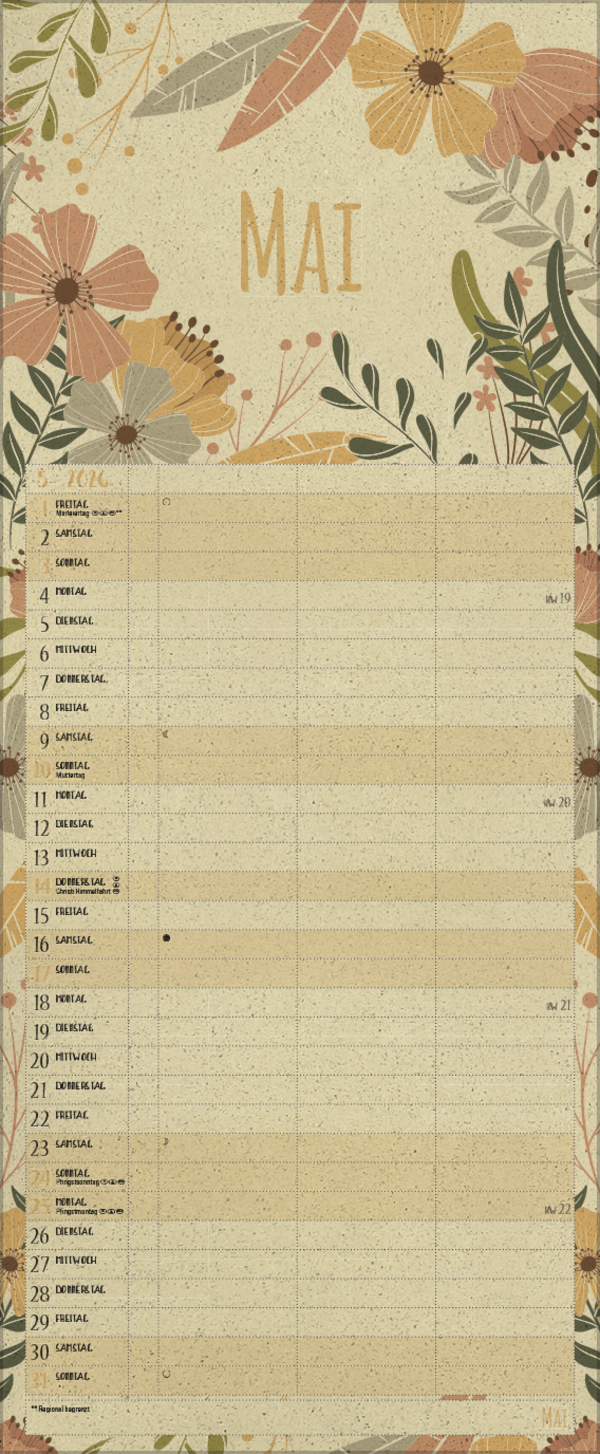 Natural Art Timer f&uuml;r 2 Graspapier 2026, Innenansicht #5