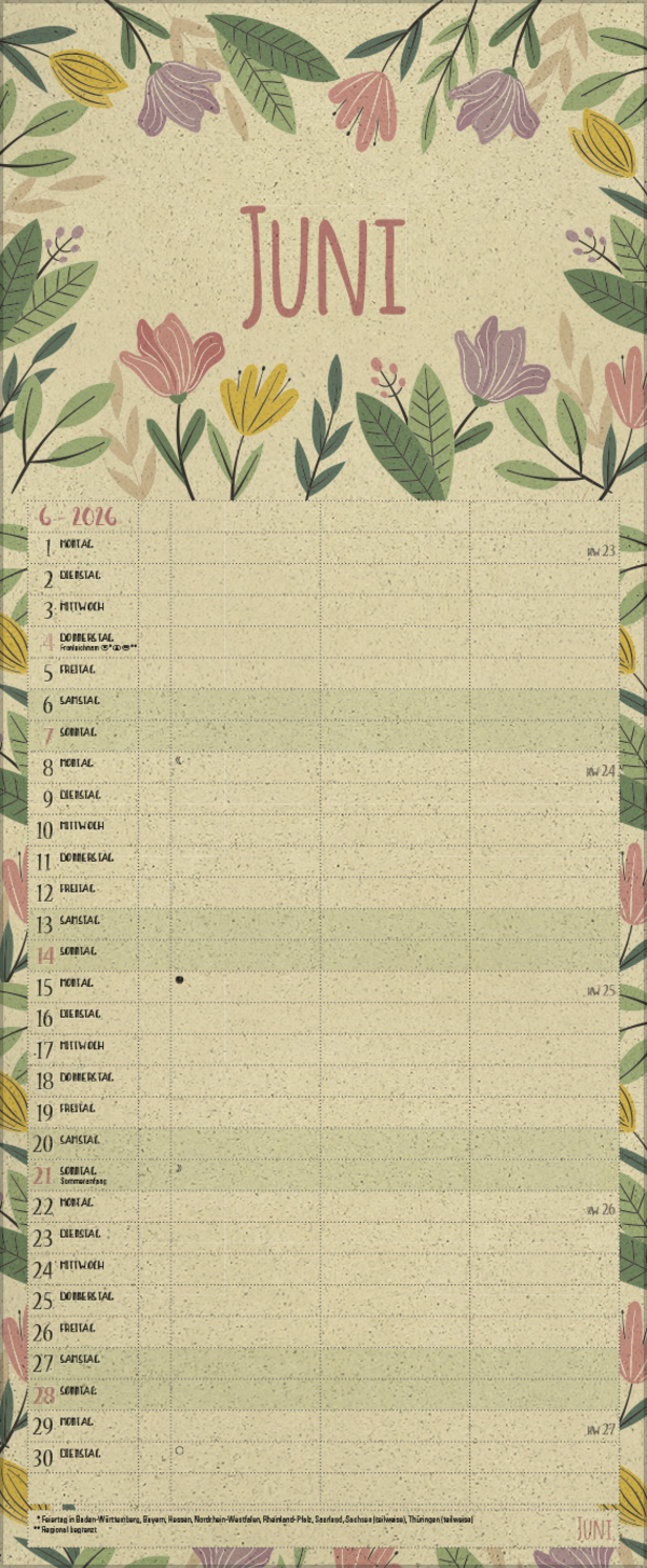 Natural Art Timer f&uuml;r 2 Graspapier 2026, Innenansicht #6