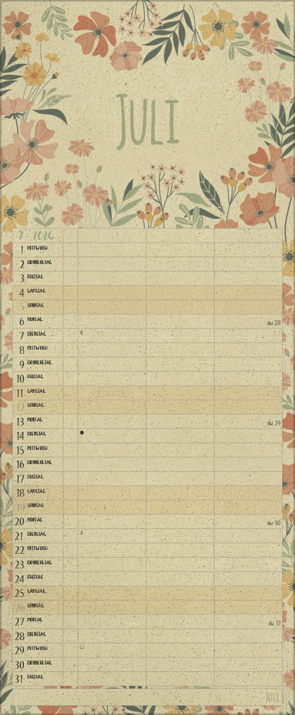 Natural Art Timer f&uuml;r 2 Graspapier 2026, Innenansicht #7
