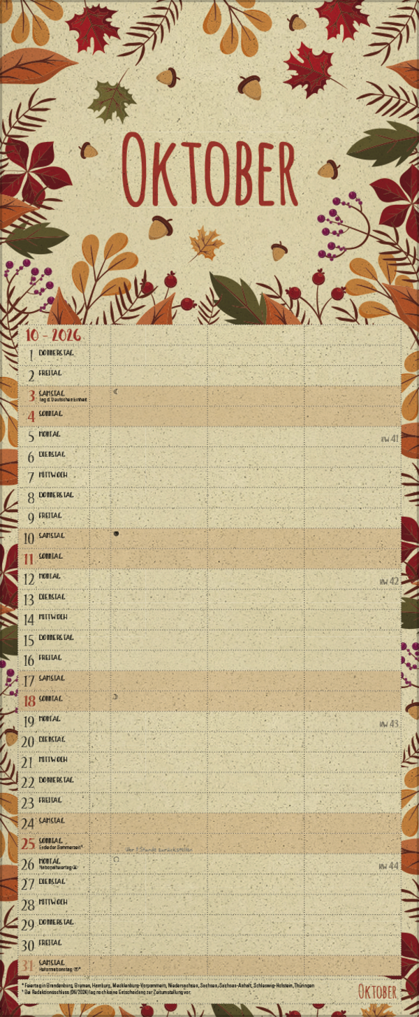 Natural Art Timer f&uuml;r 2 Graspapier 2026, Innenansicht #10