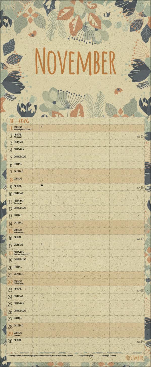 Natural Art Timer f&uuml;r 2 Graspapier 2026, Innenansicht #11