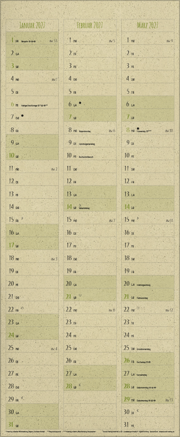 Natural Art Timer f&uuml;r 2 Graspapier 2026, Innenansicht #13
