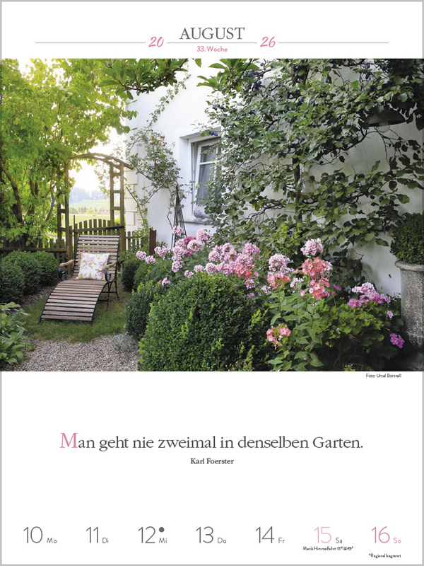 Literaturkalender Gartenlust 2026, Innenansicht #9