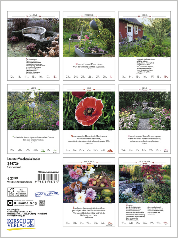 Literaturkalender Gartenlust 2026, Innenansicht #14