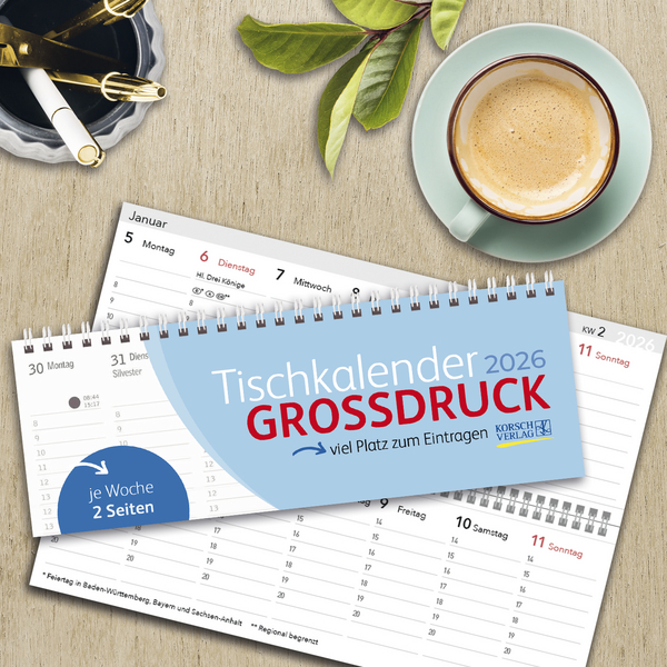 Tischquerkalender Gro&szlig;druck 2026, Innenansicht #16