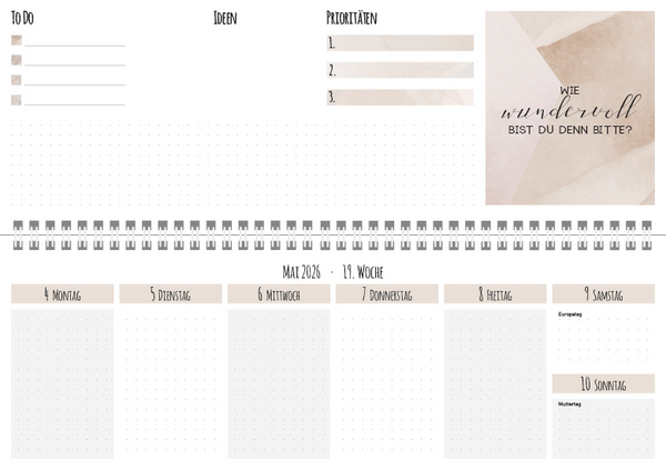 Tischkalender quer Plan it 2026, Innenansicht #1